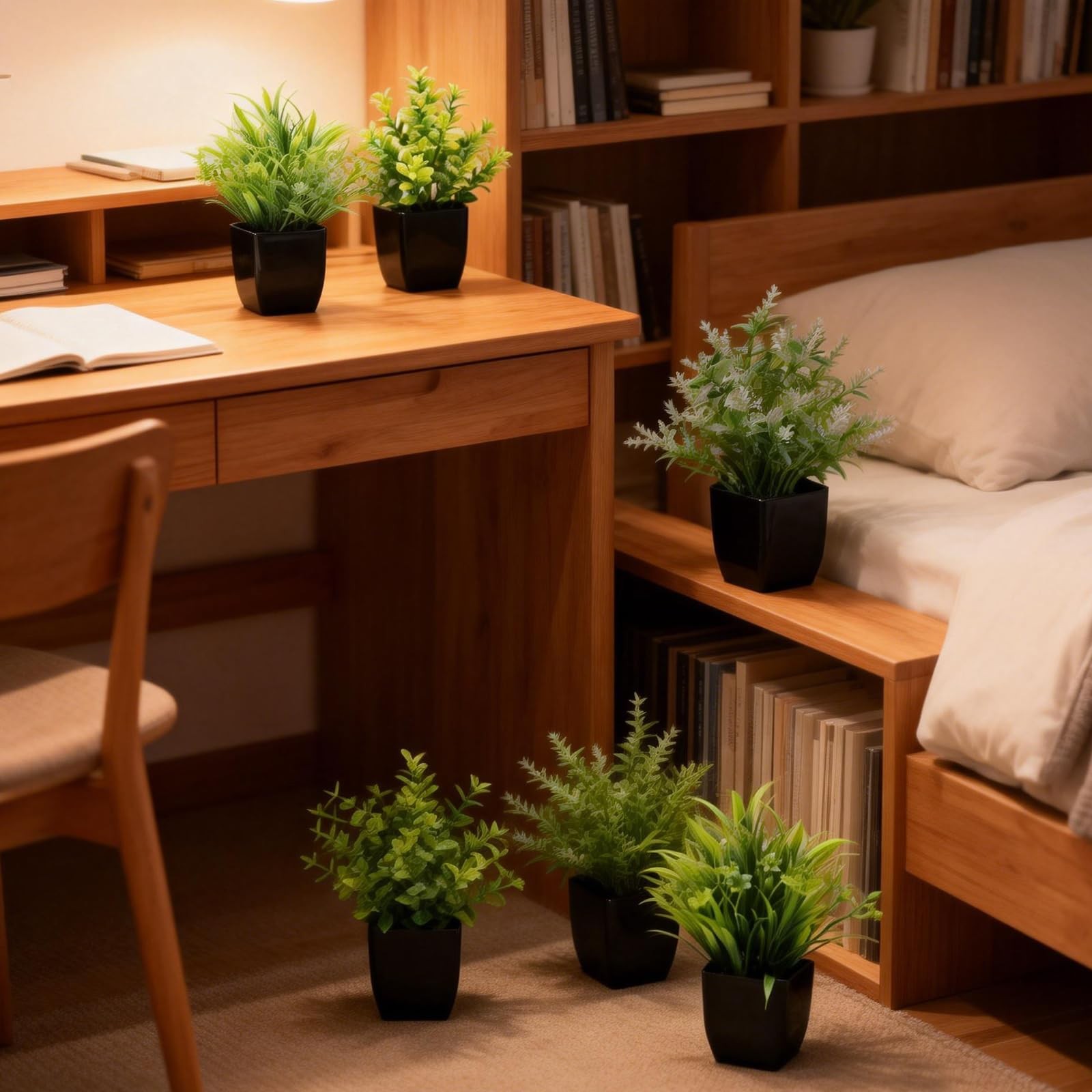 Fake Plants,6 Pack Small Potted Artificial Greenery Decor for Shelves Bathroo…