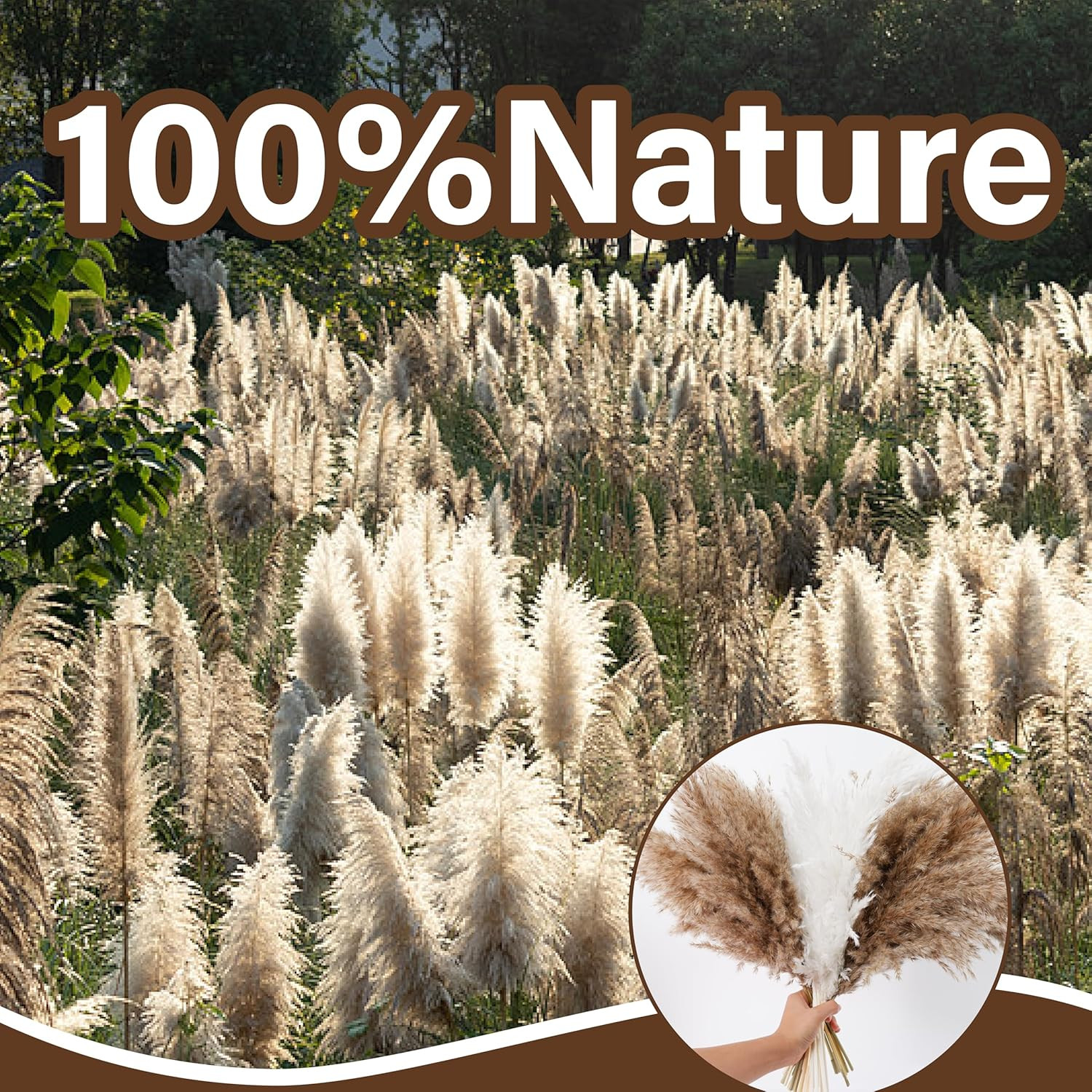 40 PCS Tall Pampas Grass for Floor Vase – 17″ Natural Fluffy Dried Pampas Grass