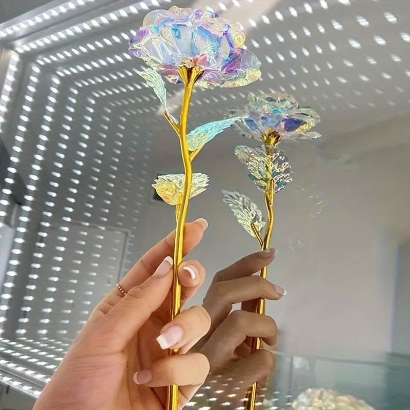 5/10Pcs Rainbow Gold Foil Roses Artificial Forever Flowers Mother’s Day Gift