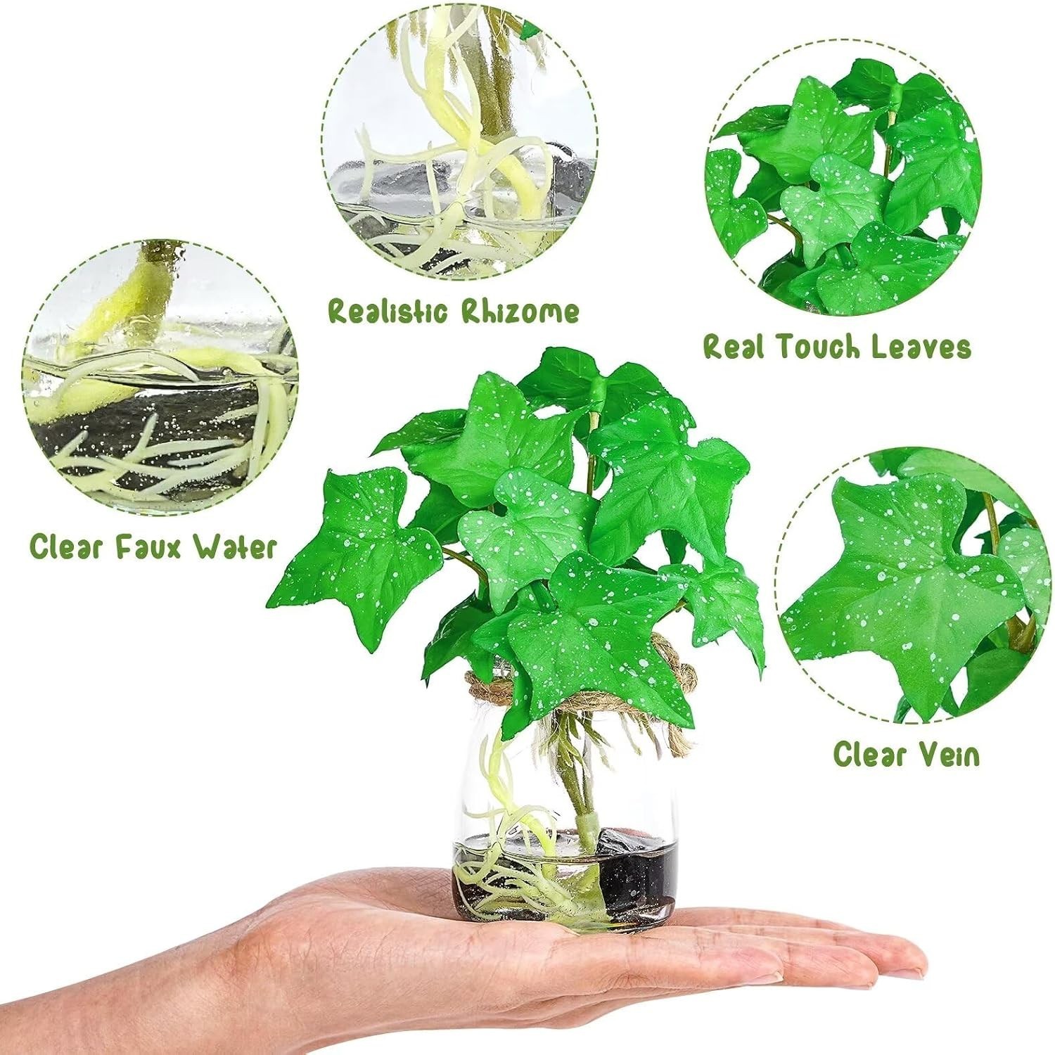 3 Pack Small Potted Plants with Faux Water, Real Touch Leaves Fake Plants in …