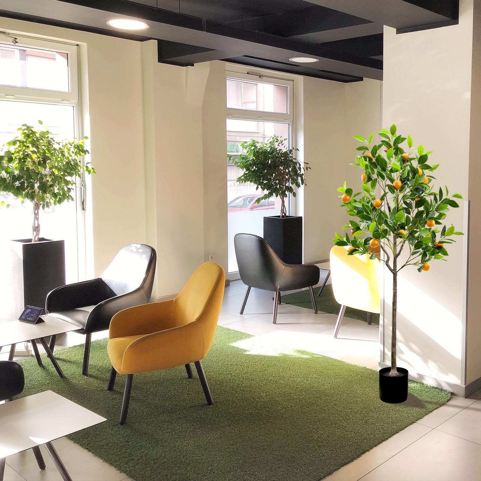 4.59 Feet Fake Orange Tree Artificial Green Plant Decoration