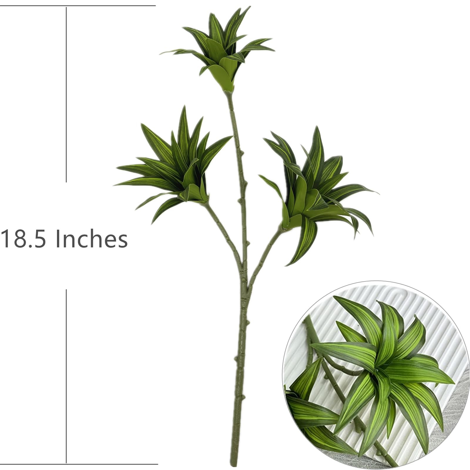 Artificial Dracaena Plant, Faux Branches Plastic Leaves 18.5 Inch Greenery St…