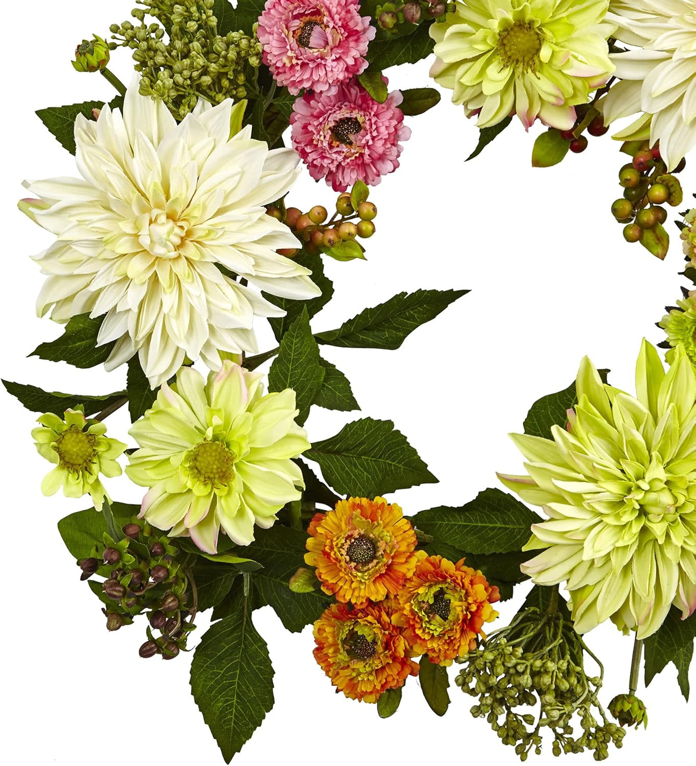 22In. Artificial Dahlia and Mum Wreath