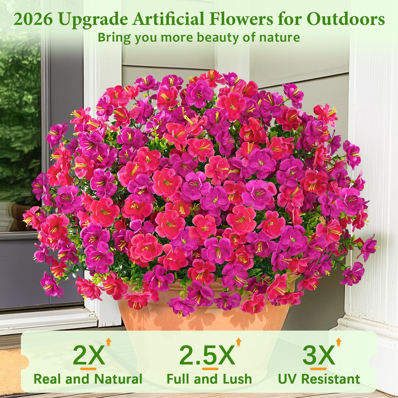 24 Bundles Look Real Artificial Flowers for Outdoors, Realistic Fake Outdoor …