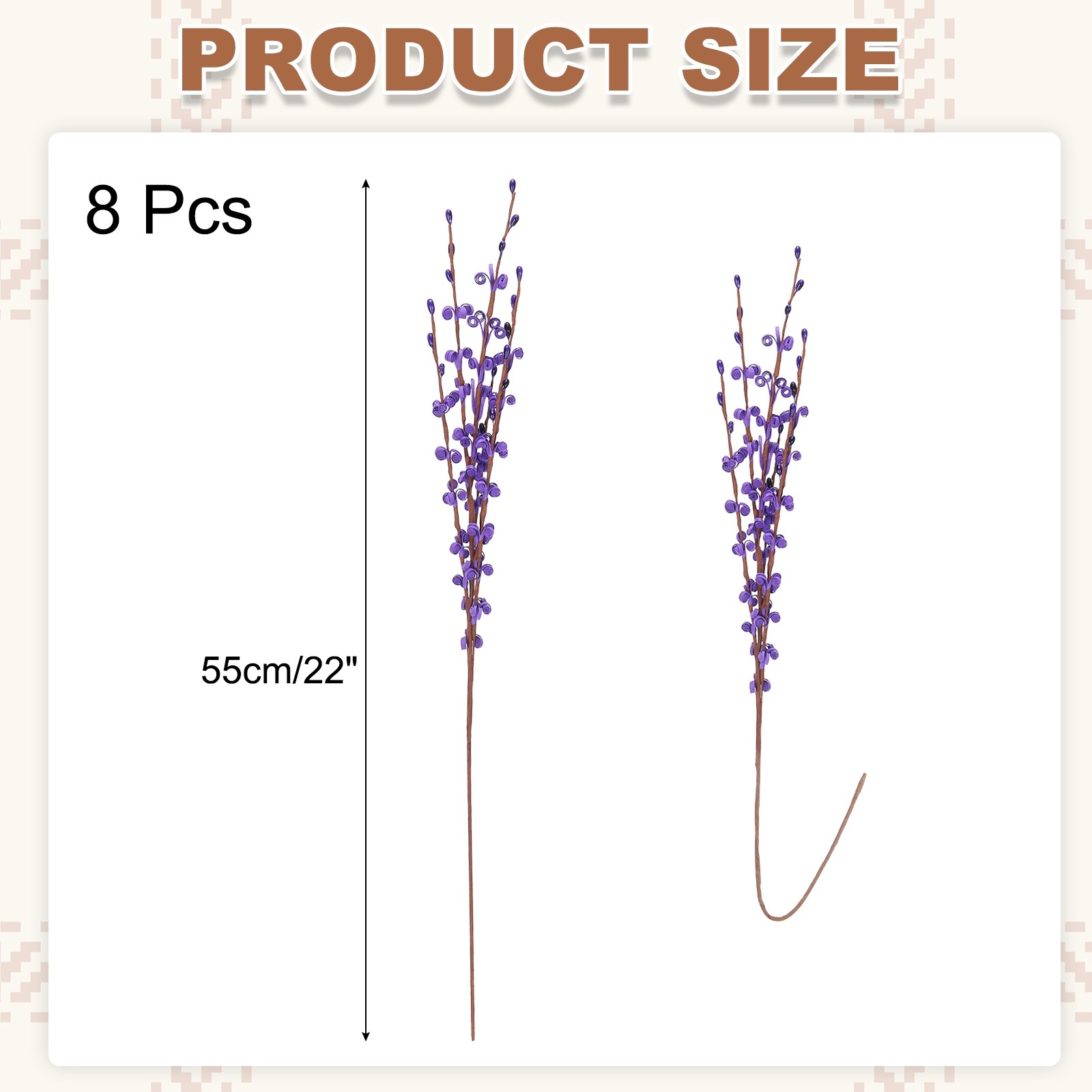 8Pcs Tall Jasmine Flower for DIY Floral Art Plant(Velvet Purple)]