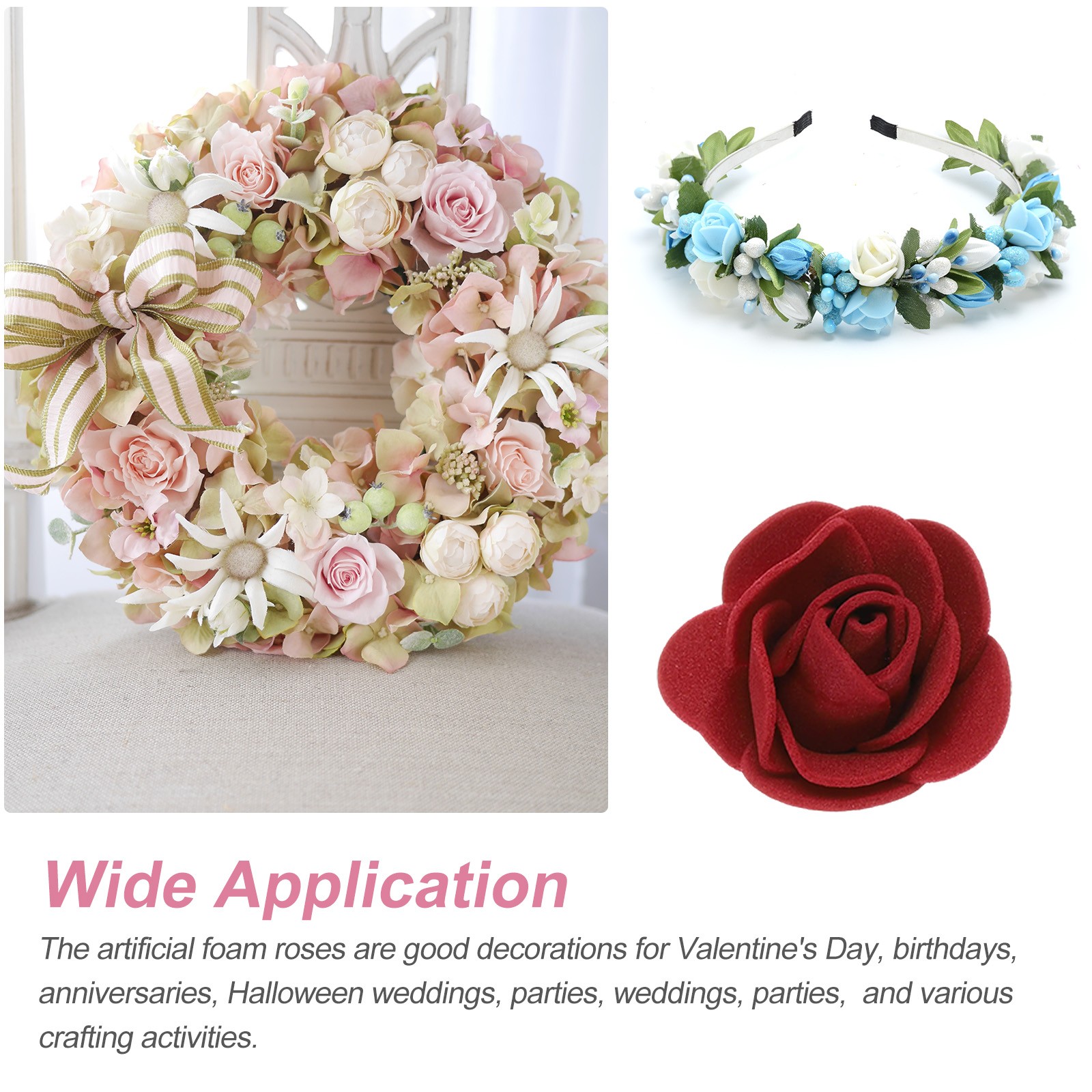 500pcs Foam Rose Heads 3.5 cm for DIY Crafts Accessories, Wine Red