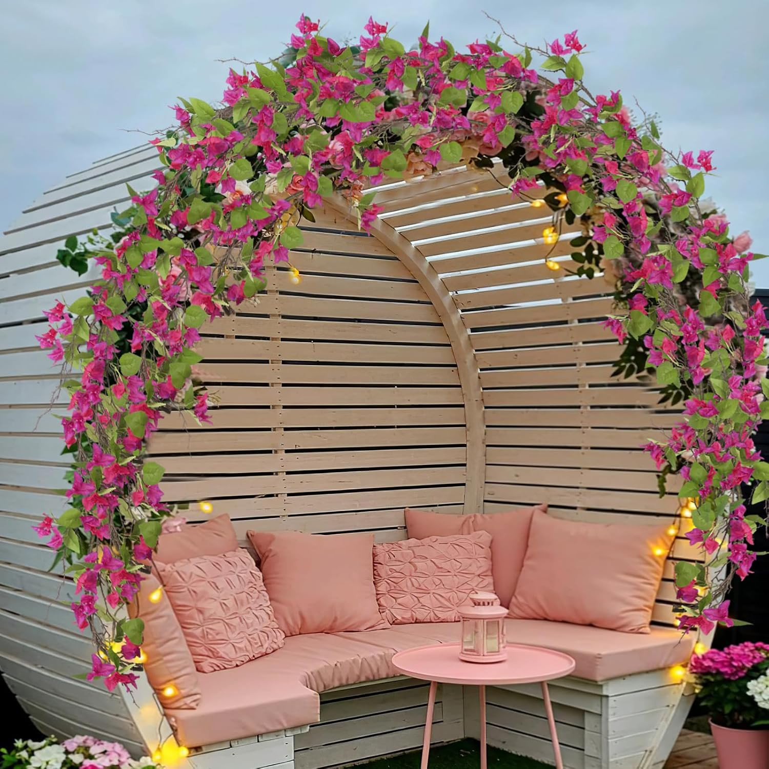 Artificial Bougainvillea Flowers Garland Fuchsia Silk Bougainvillea Vines UV Res