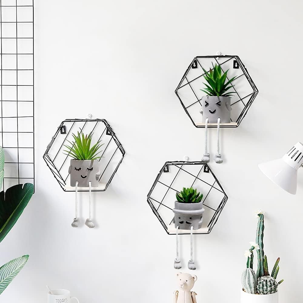 4 PCS Creative Artificial Succulent Plants Cement Pot Hanging Leg Decor Set
