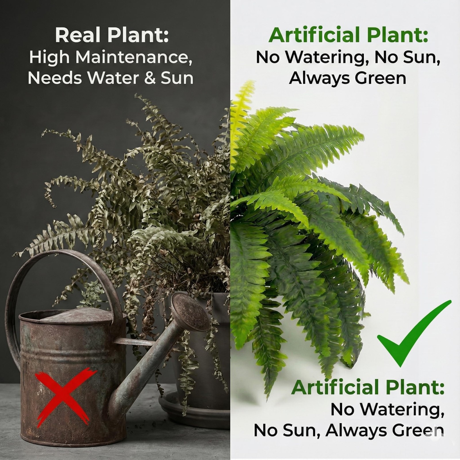 Artificial Ferns for Outdoors, Set of 2 Bouquets 33″ Diam Large Fake Ferns 37…