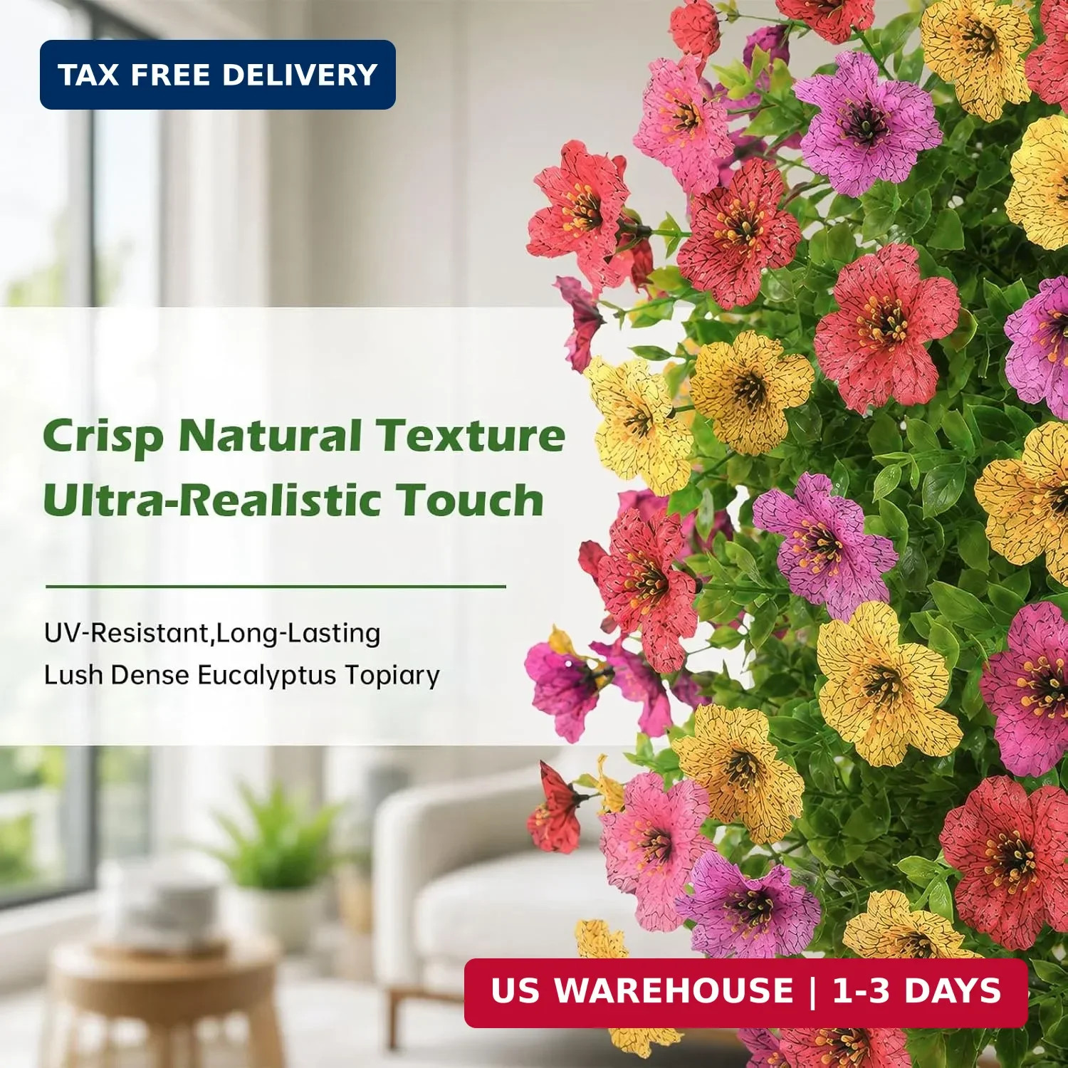 2Pcs 20 Artificial Topiary Ball Flowers for Outdoors Planters, Spring Decoratio