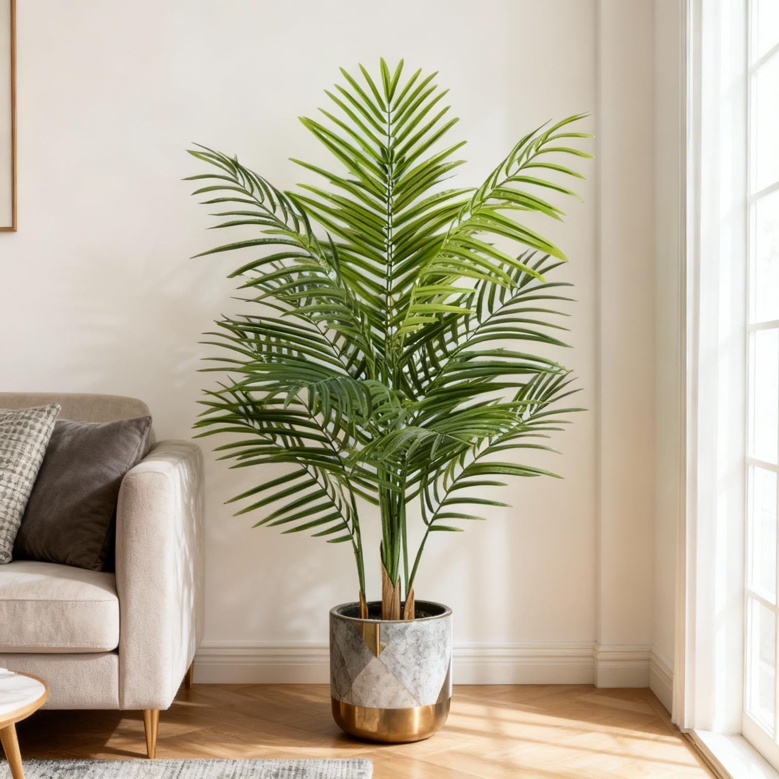 4ft Artificial Palm Tree – Large Faux Areca Palm with 13 Trunks for Indoor Decor