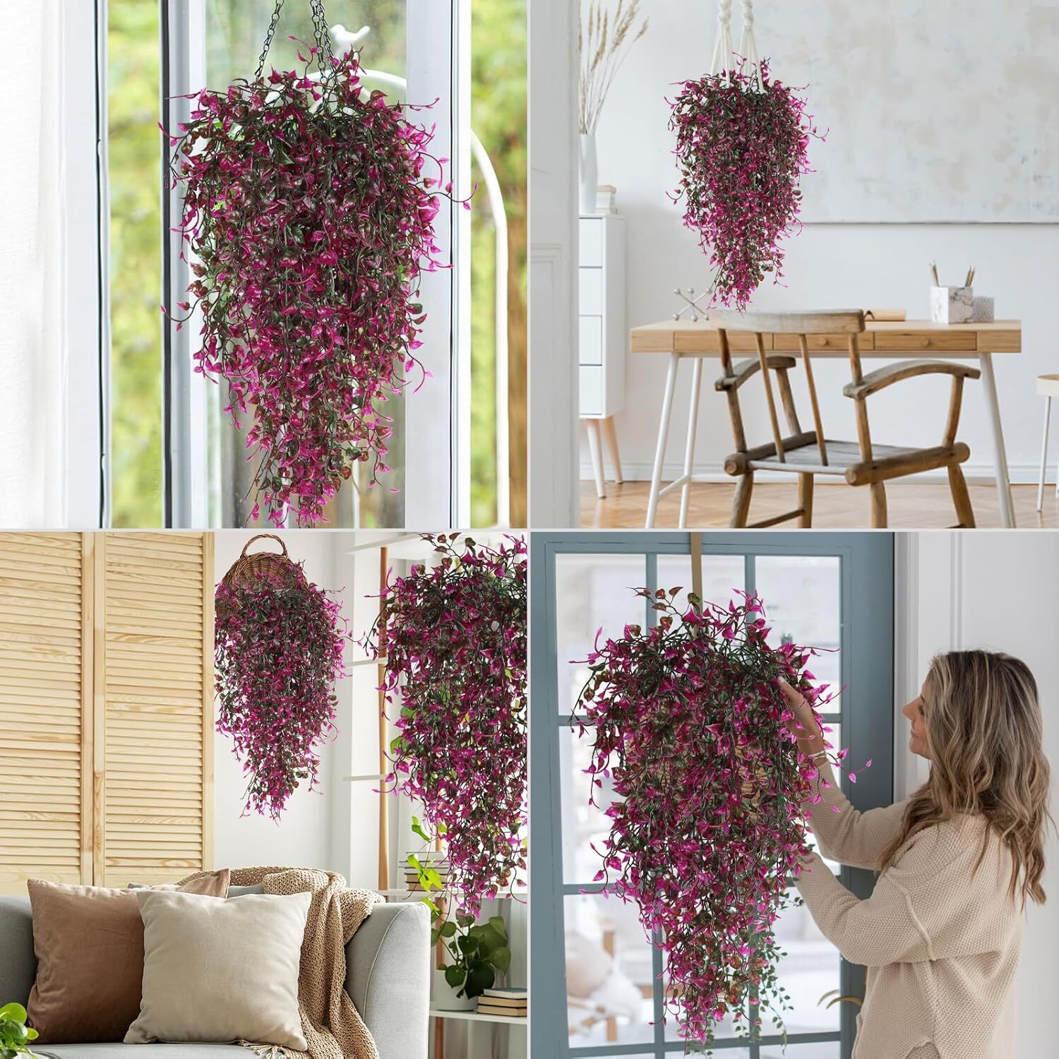 Artificial Hanging Plants 4pcs Faux Eucalyptus Leaves Swag Plant 33Inch
