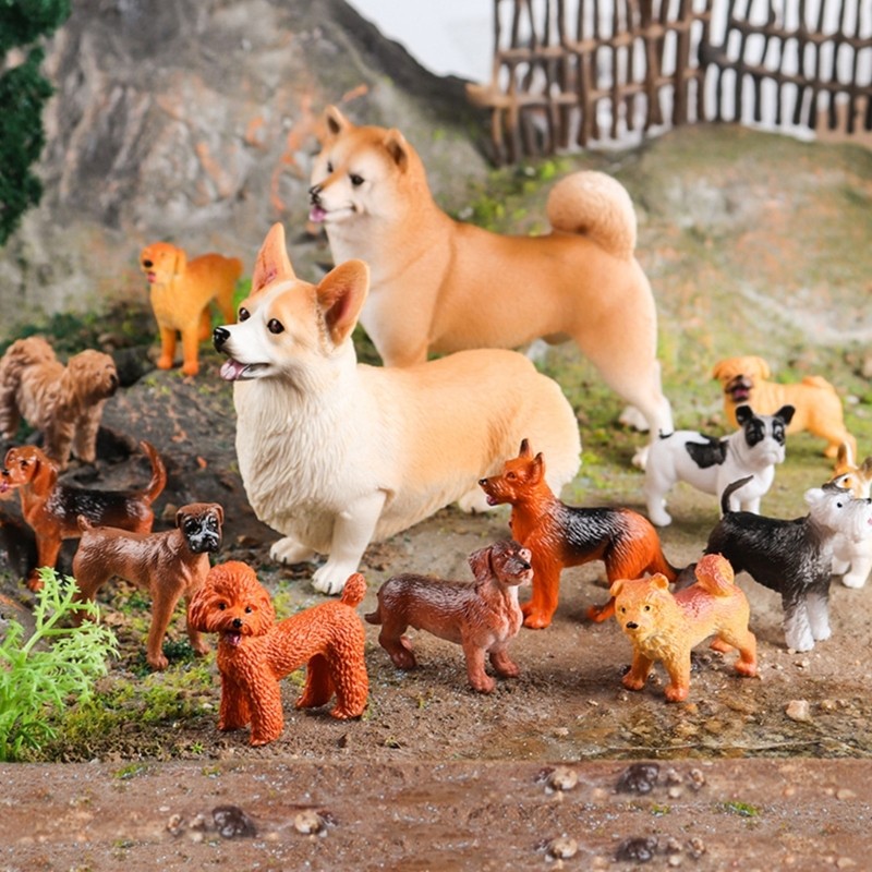 Artistic Plastic Dog Mini Figurines For Educational Play Toy And Interior Decors