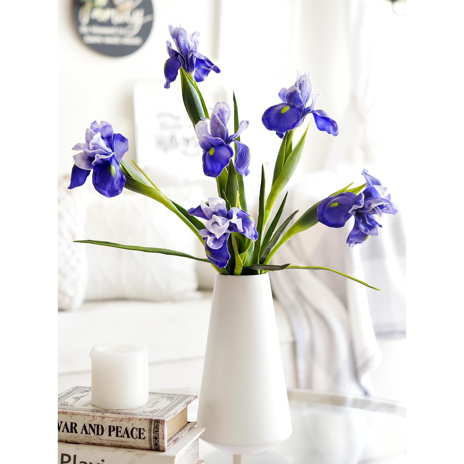 6 Long-Stem Real Touch Artificial Purple Irises – Realistic Faux Flowers for …