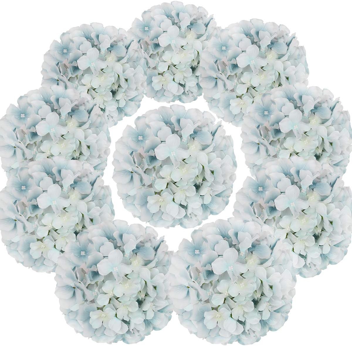 Silk Hydrangea Heads Artificial Flowers Heads with Stems for Home Wedding Dec…