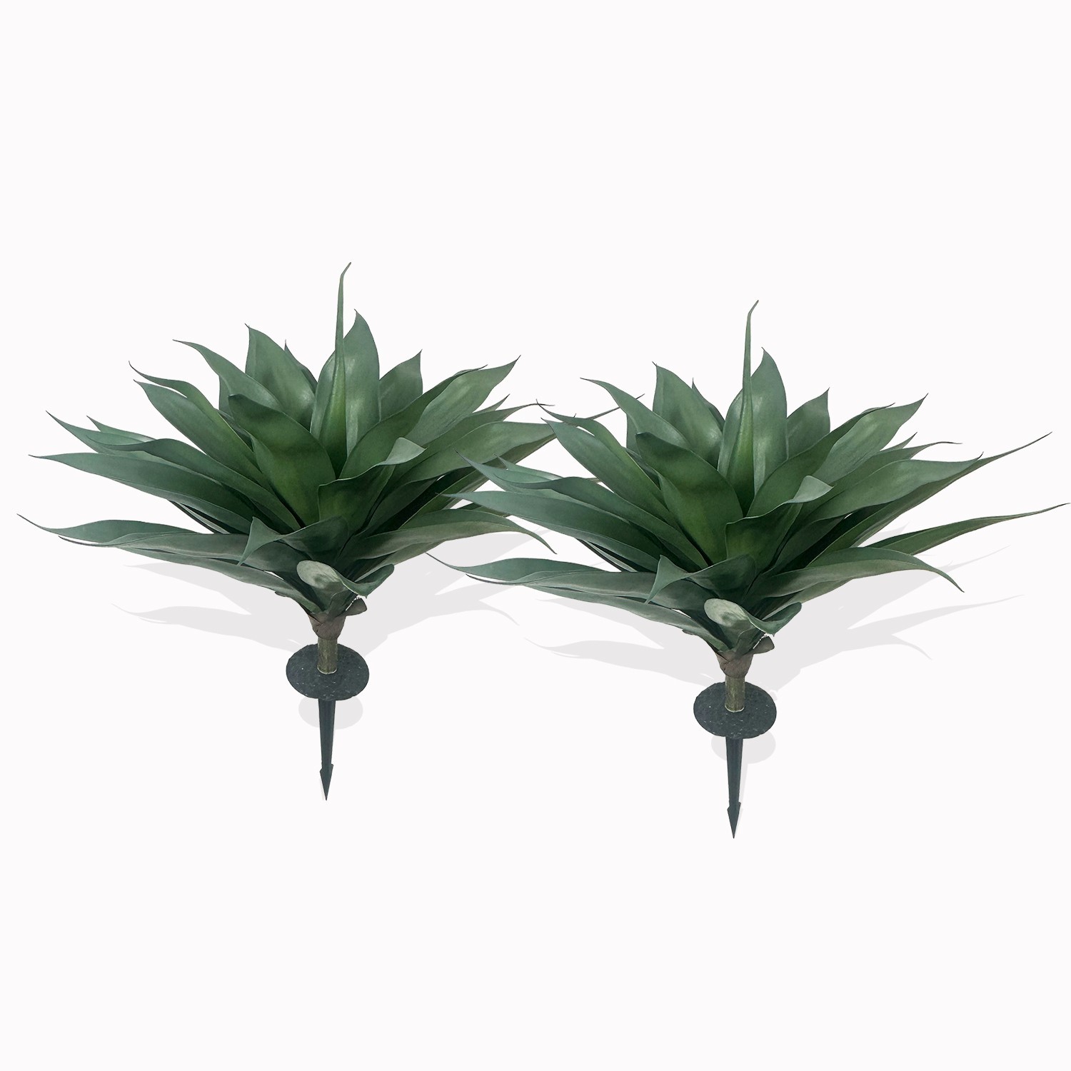 2Pcs Large Agave Ground Stakes, Green Gray Pink Artificial Plants