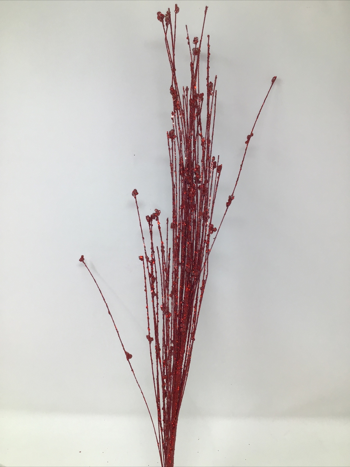 Christmas Pick Red Sparkly Floral Arrangement Basket Filler Stem 33” NOS Vintage