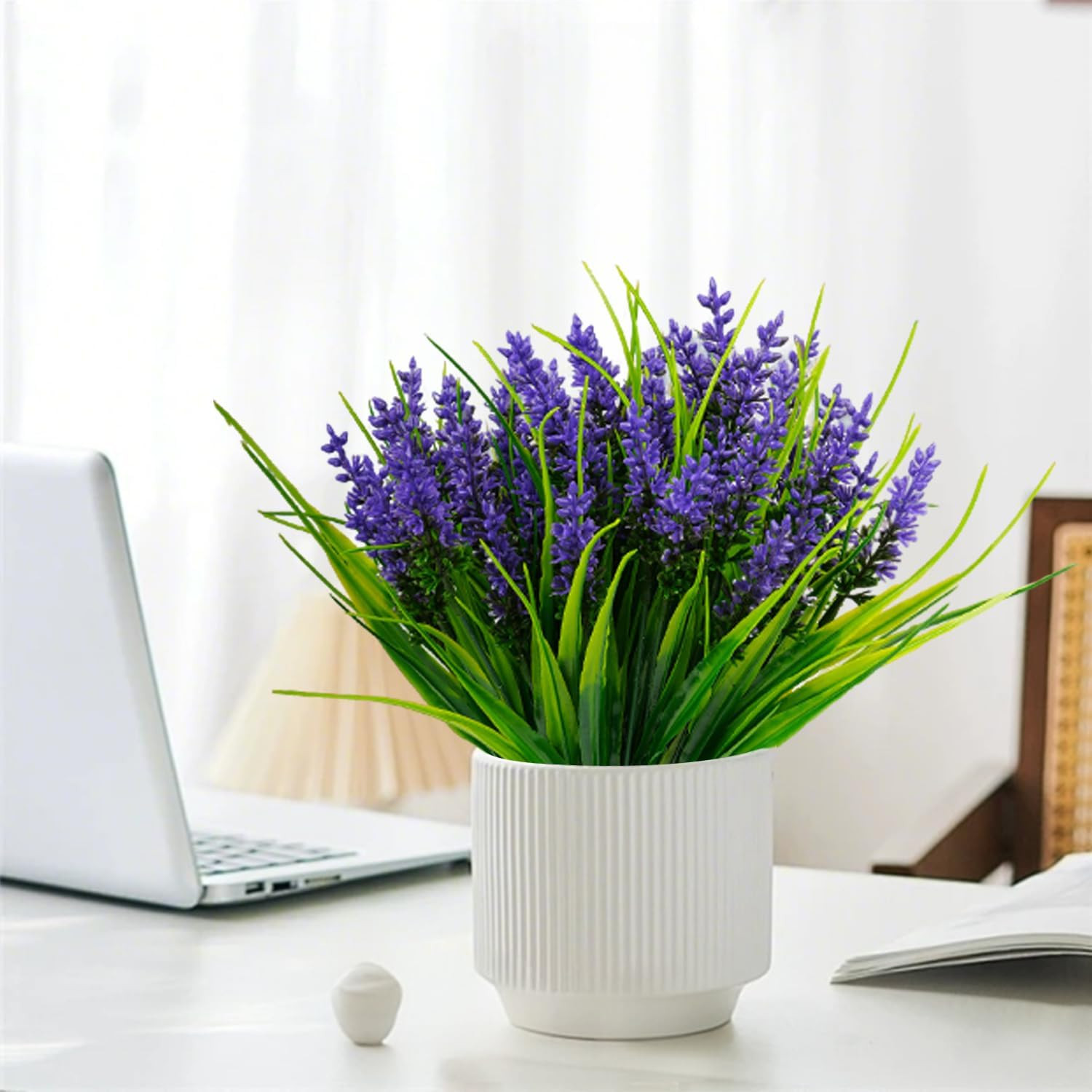 24 Bundles Artificial Plants Flowers Outdoor, Faux Lavender Flowers Monkey Grass
