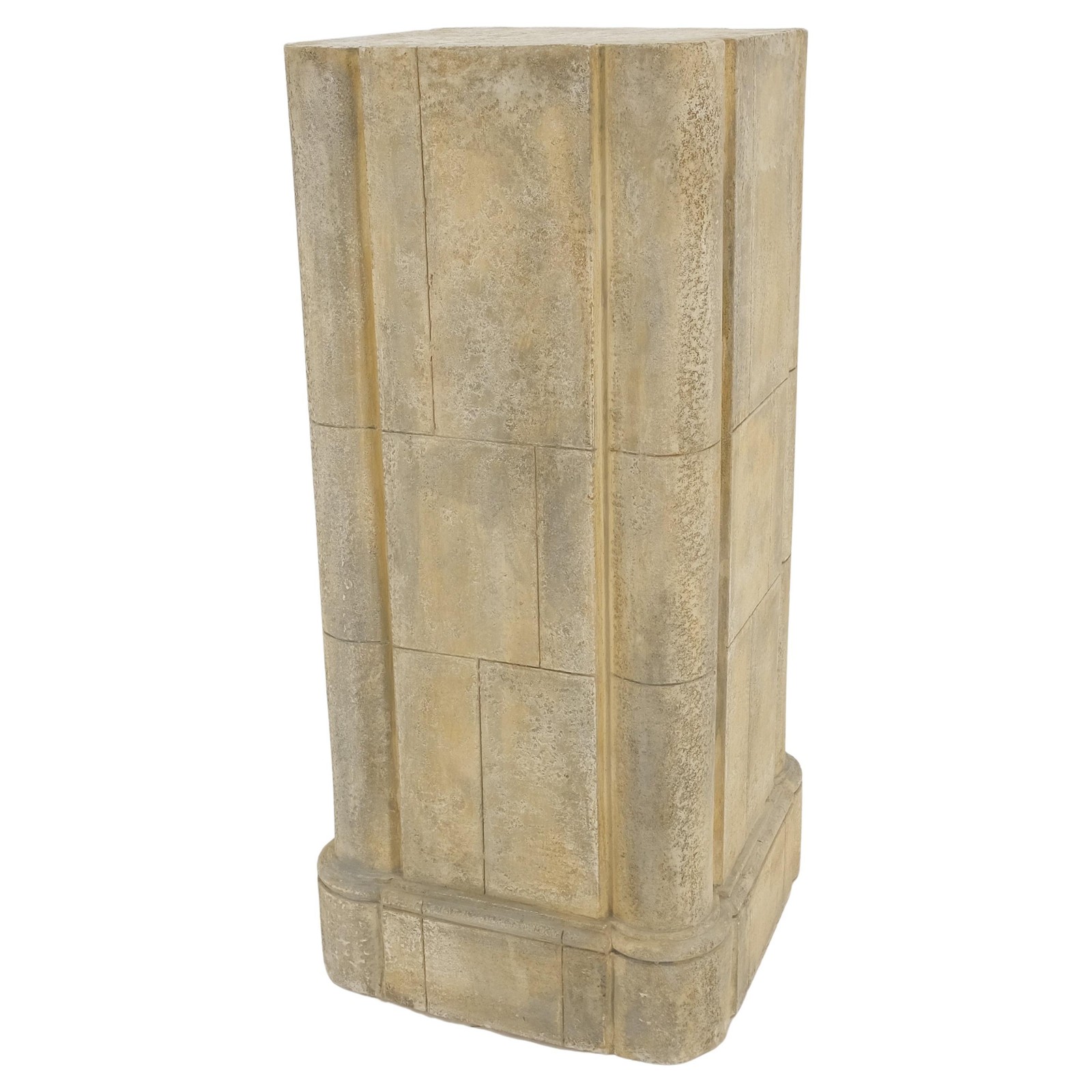 large 19×19 Square Faux Travertine 41″ Tall Carved Geometric Decorative Pattern