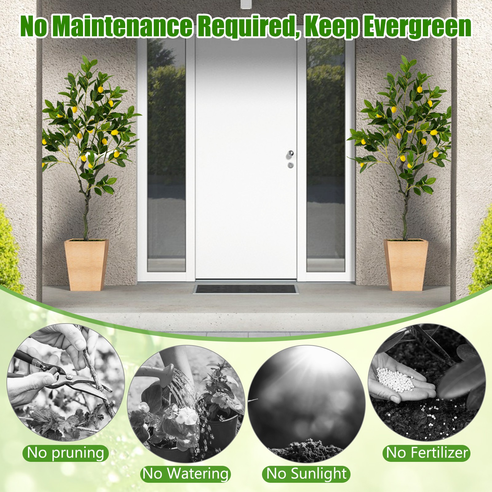 4 FT Tall Artificial Lemon Tree w/ Lemon Fruits, Cement Pot for Porch, Office