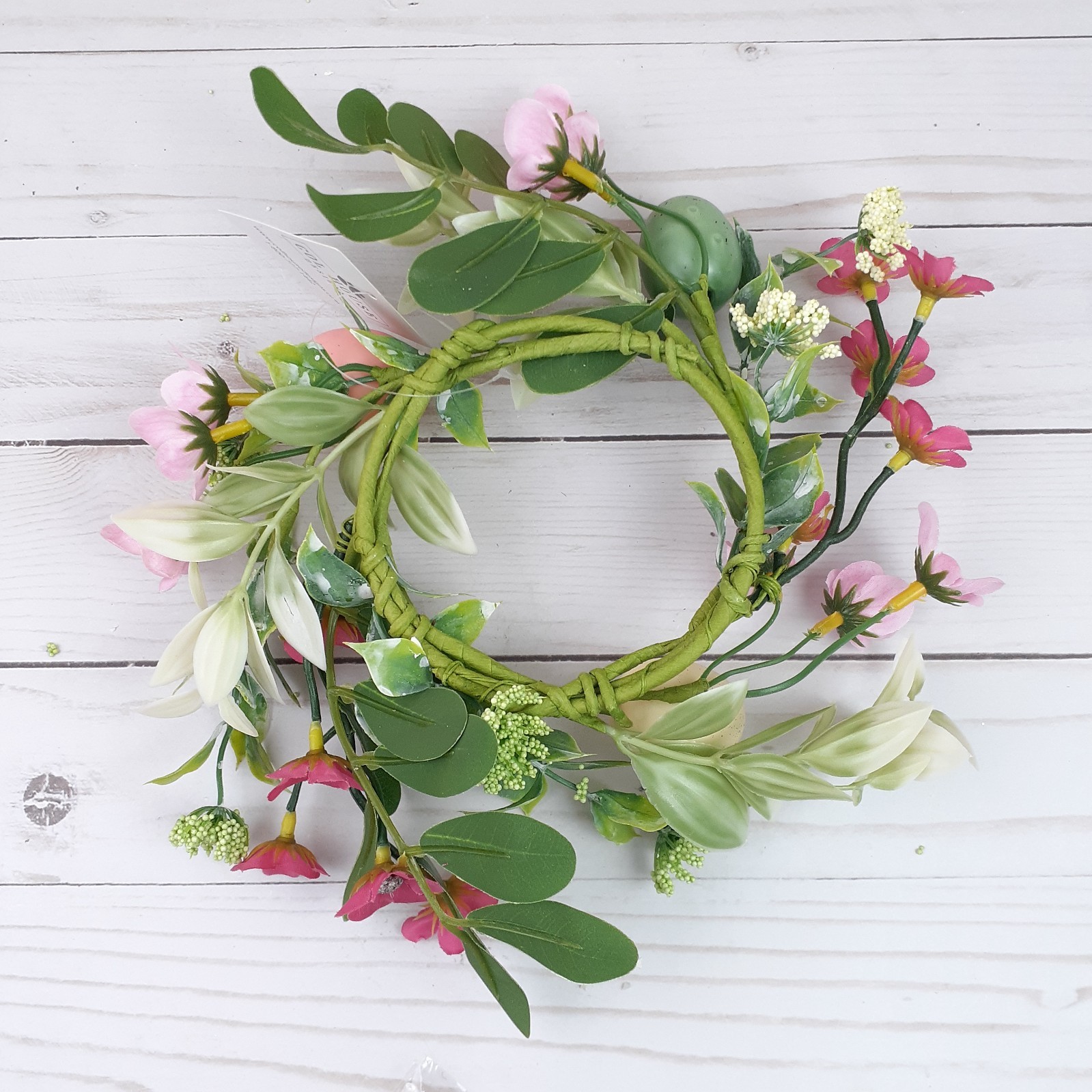 Easter Candle Ring Eggs Blooms Pink Floral Flowers 4″ inside