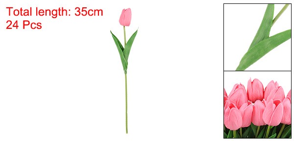 24Pcs Artificial Tulips Pink for Home Decor Wedding Centerpiece
