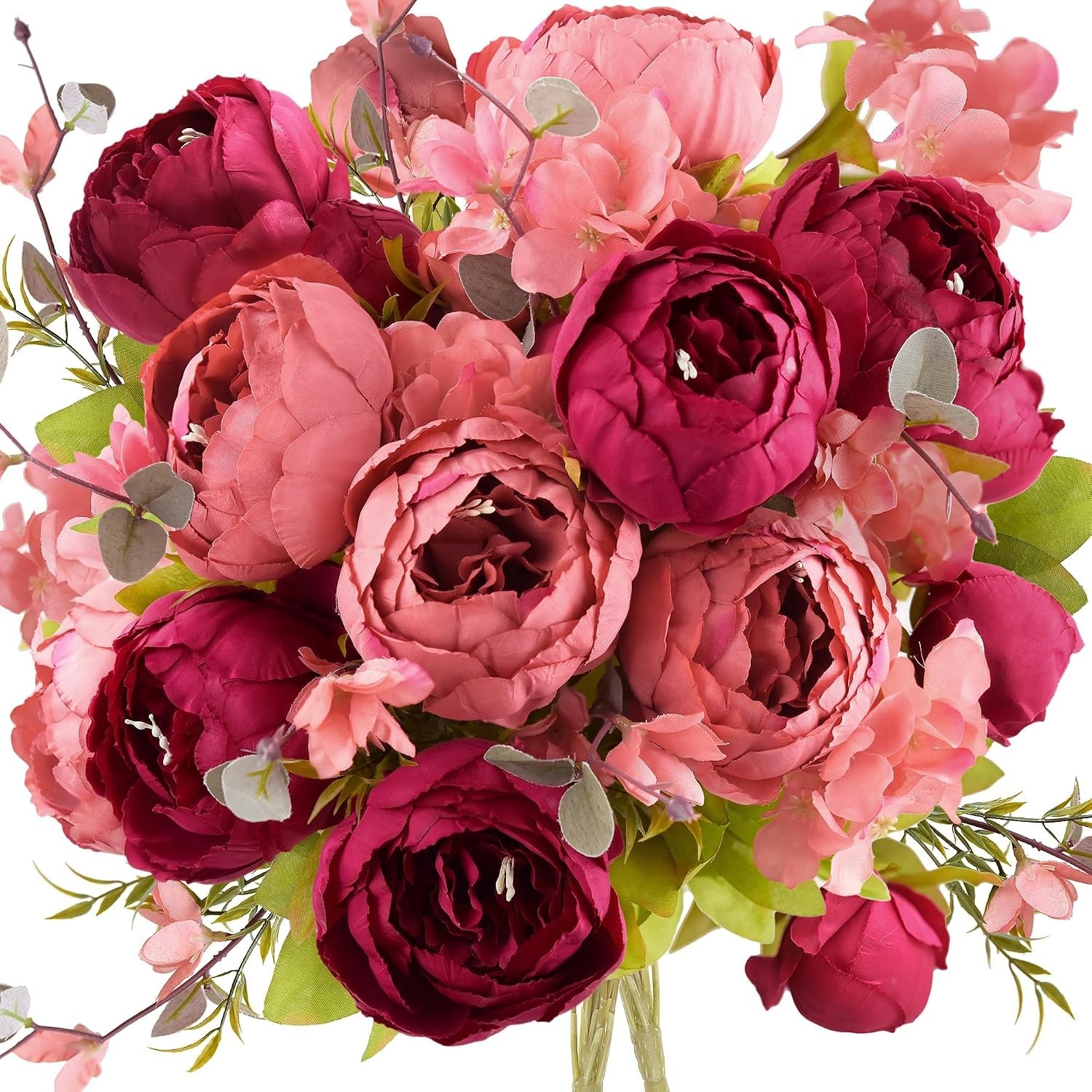 Vibrant Silk Peony Hydrangea Bouquets