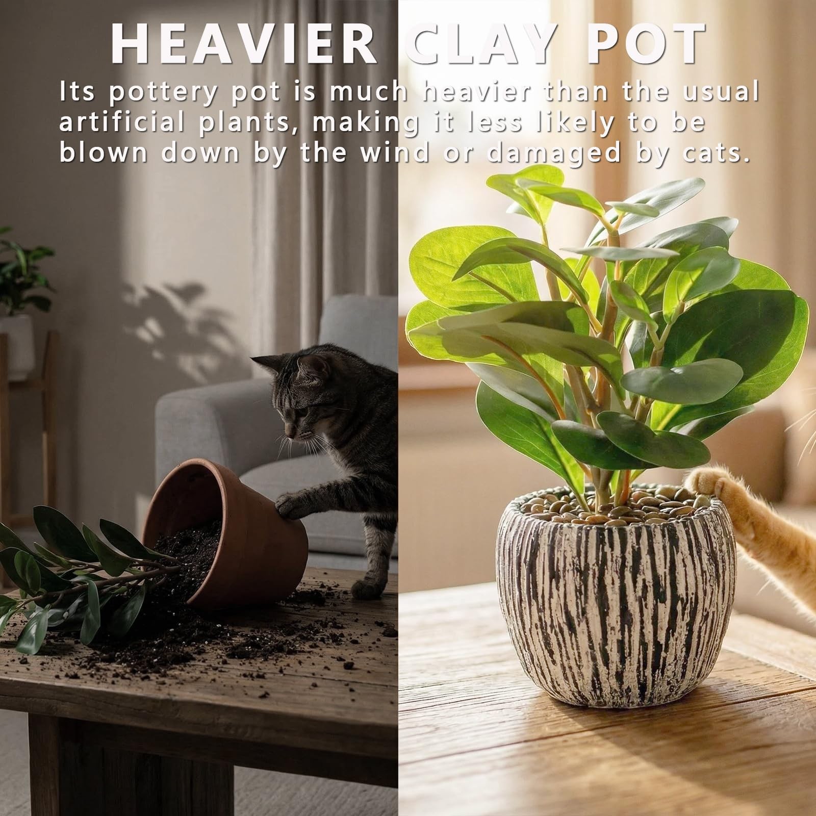 Realistic Small Fake Indoor Plant Artificial Ficus Black Cement Planter 9 Inch