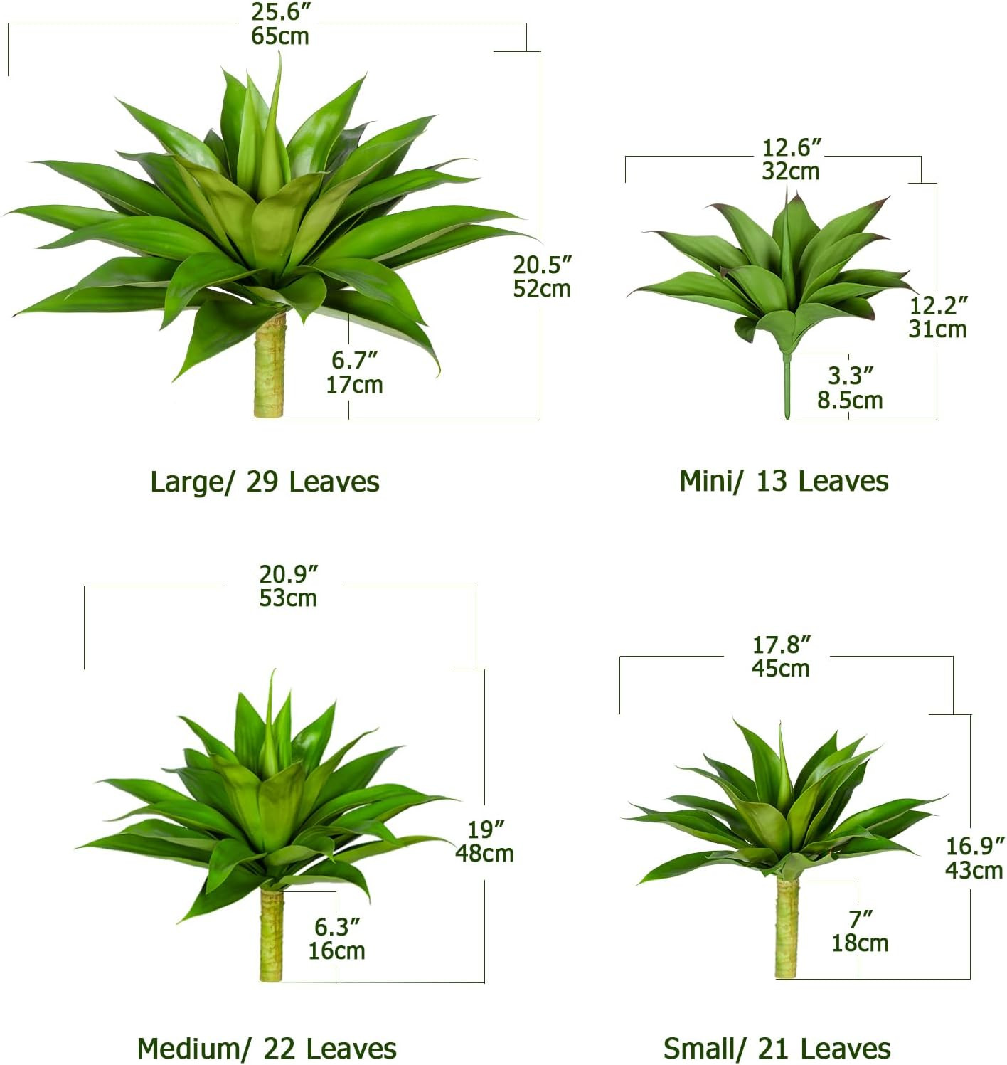 Large UV Resistant Artificial Agave Plants – 28″ Indoor/Outdoor Decor (2 Pack)