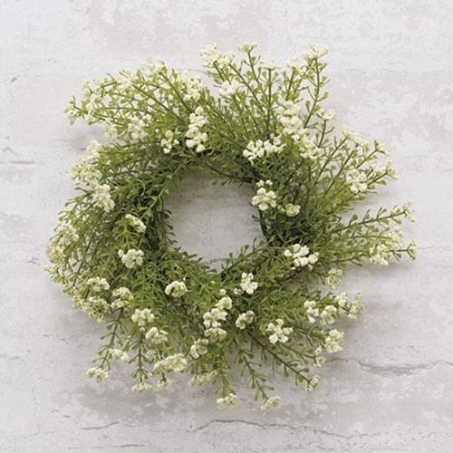 New Spring Summer WHITE GREENERY CANDLE RING Floral Wreath 3″