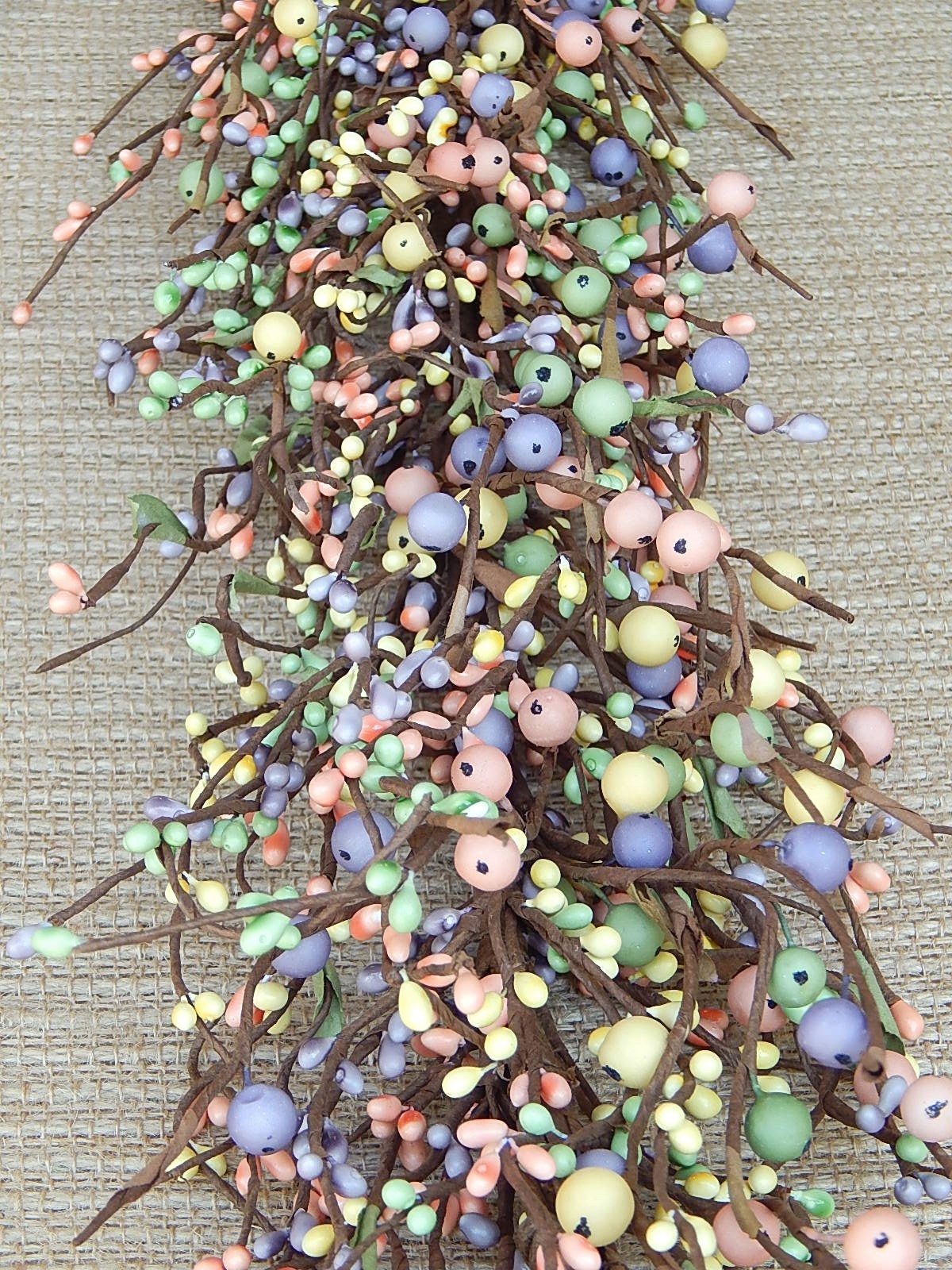 SPRING Berry Garland – Mixed Berries in Green Purple Coral Yellow Mix – 53″