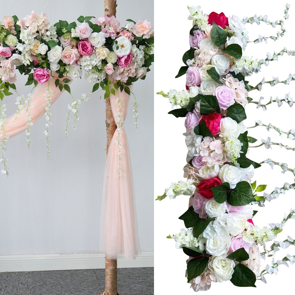 Artificial Silk Rose Flower Backdrop Wedding Row Decor Floral Wall Arrangements