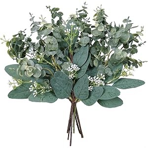 Mixed Eucalyptus Leaves Stems Bulk Artificial Eucalyptus Leaves Sprays Faux Oval