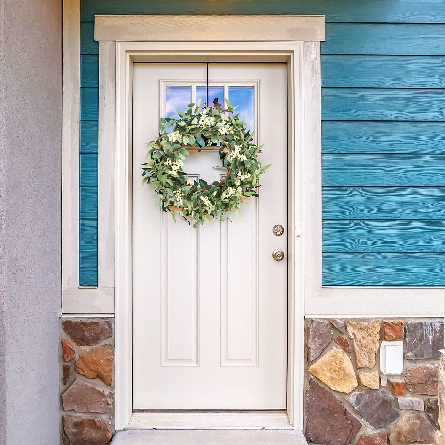 Seasonal Ready 20” Eucalyptus Wreath with Lifelike Design – Elegant Home Accent