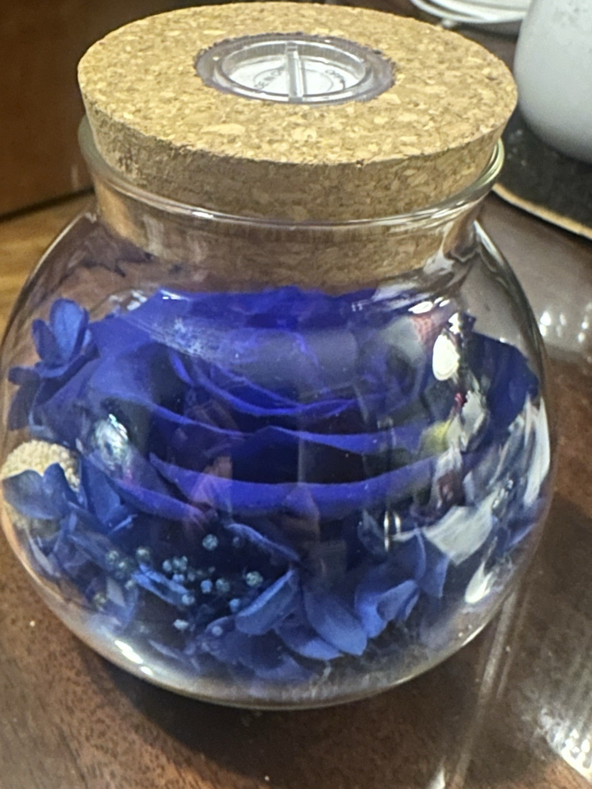 Blue wishing rose/eternal rose with light decoration
