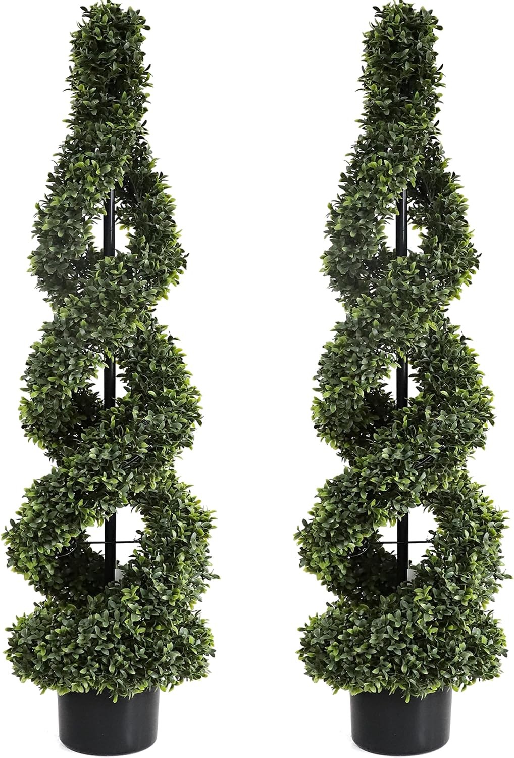 46Inch Double Spiral Artificial Boxwood Topiary Tree 4″ Plants Fake Faux Plant