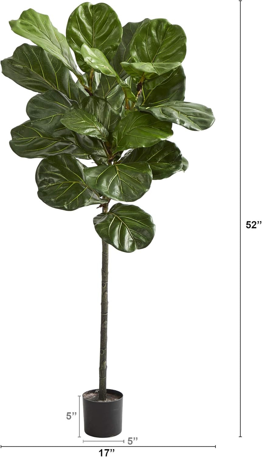 Lifelike 52″ Fiddle Leaf Artificial Tree – Perfect Indoor Home Decor Accent