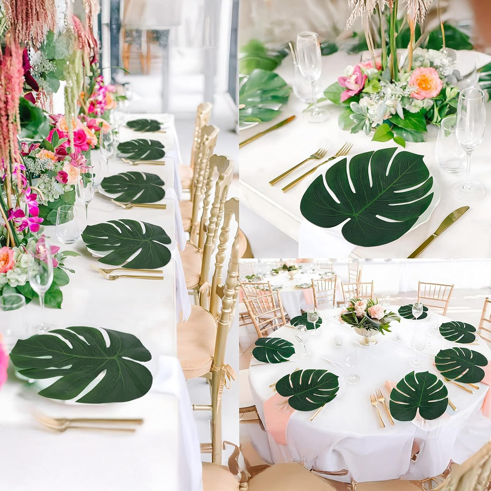48 Pcs Palm Leaves, Artificial Tropical Monstera Fake Leaves, Fake Palm Leaf …