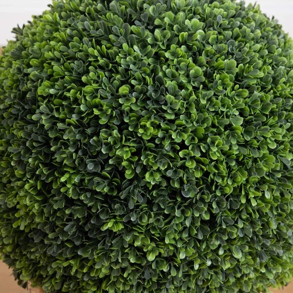 24” Artificial Boxwood UV Resistant Ball Topiary in Weave Basket Indoor/Outdoor