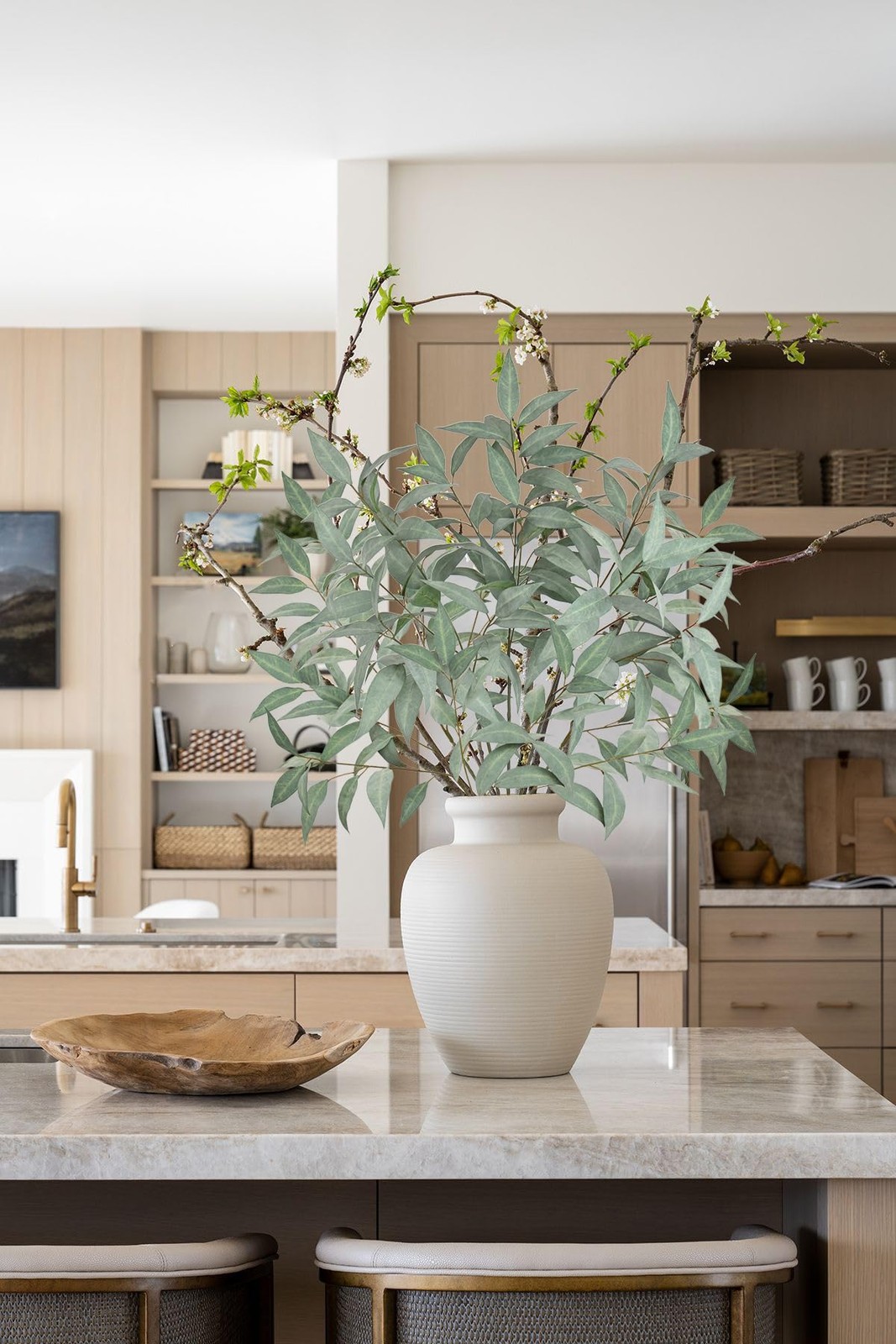 Set of 6 Faux Eucalyptus Stems 39.5 ” Long Stem Artificial Branches for Vase…