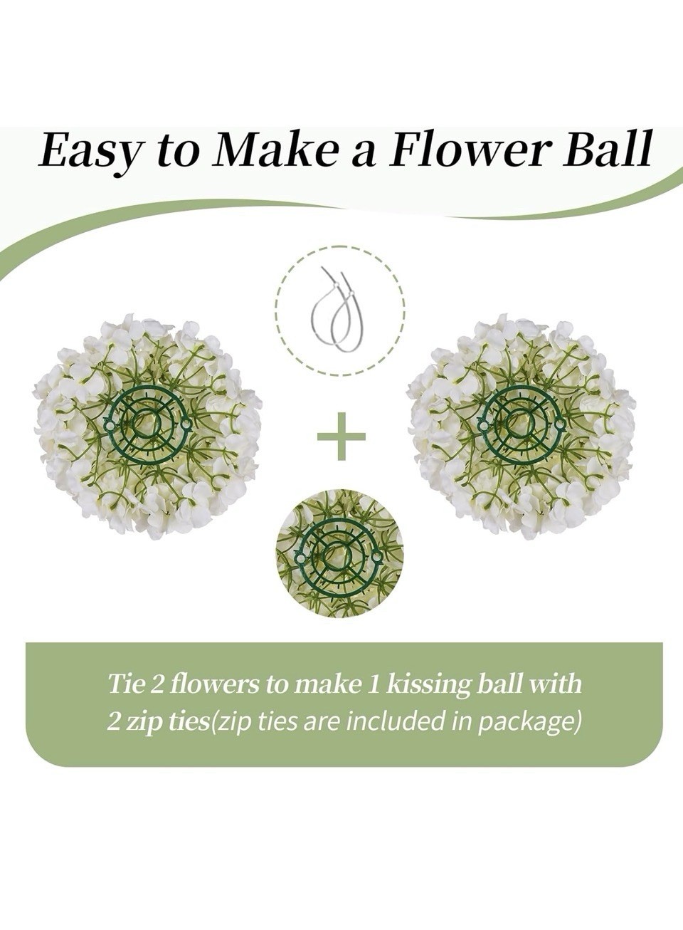 Artificial Flower Balls For Wedding Centerpieces 2 Pcs 11.8″ White Hydrangeas