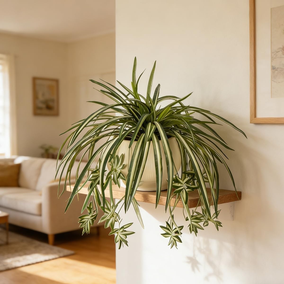 Artificial Spider Plant Silk Faux Chlorophytum Comosum Greenery Fake Spider H…