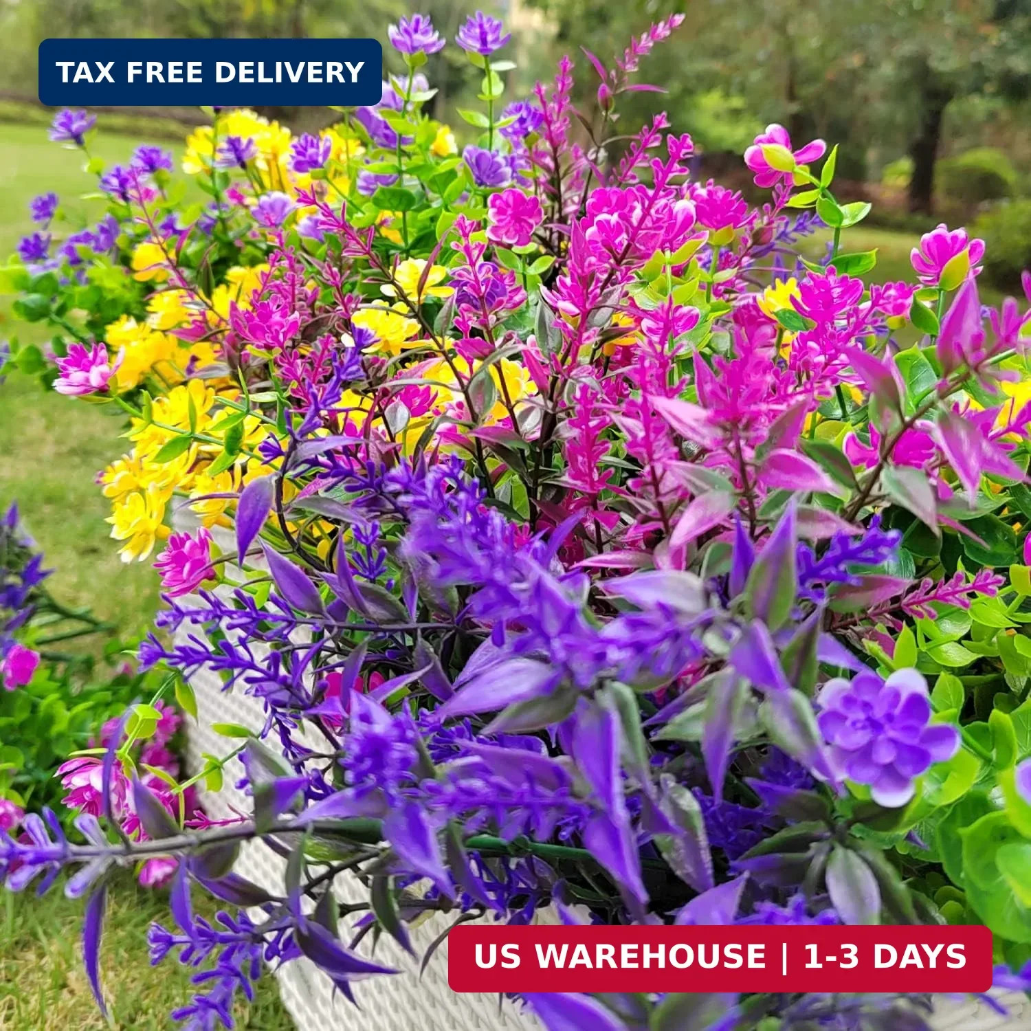 Grunyia 20 Bundles Artificial Flowers Outdoor UV Resistant No Fade Fake Plants F