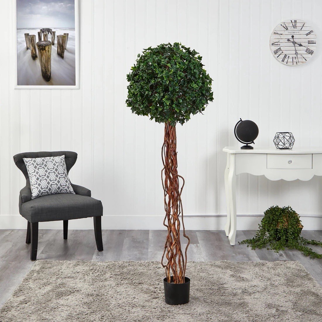 5’ English Ivy Single Ball Artificial Topiary Tree UV Resistant (Indoor/Outdoor)