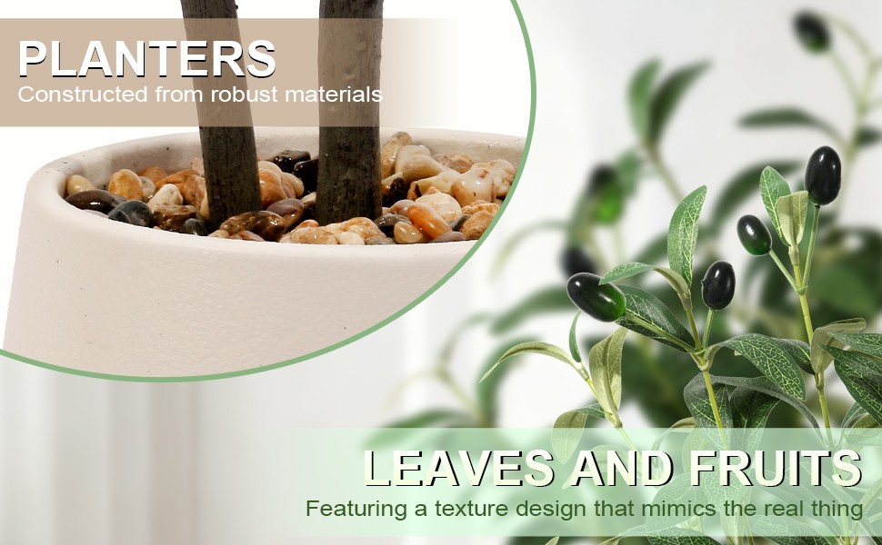 Olive Trees Artificial,Artificial Plants with Natural Wood Trunk&Lifelike Fruits