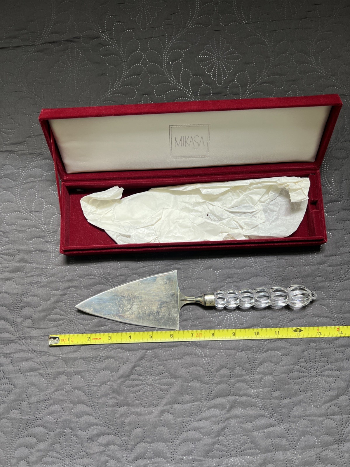 Vintage Mikasa Cake Server Crystal Silver Plate Red Velvet Box Serverware Home