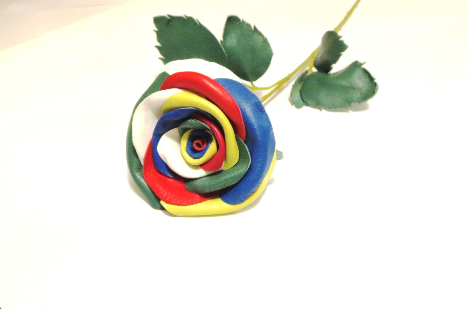 3rd Anniversary Wedding Gift Leather rose bouquet Long Stem white Flowers
