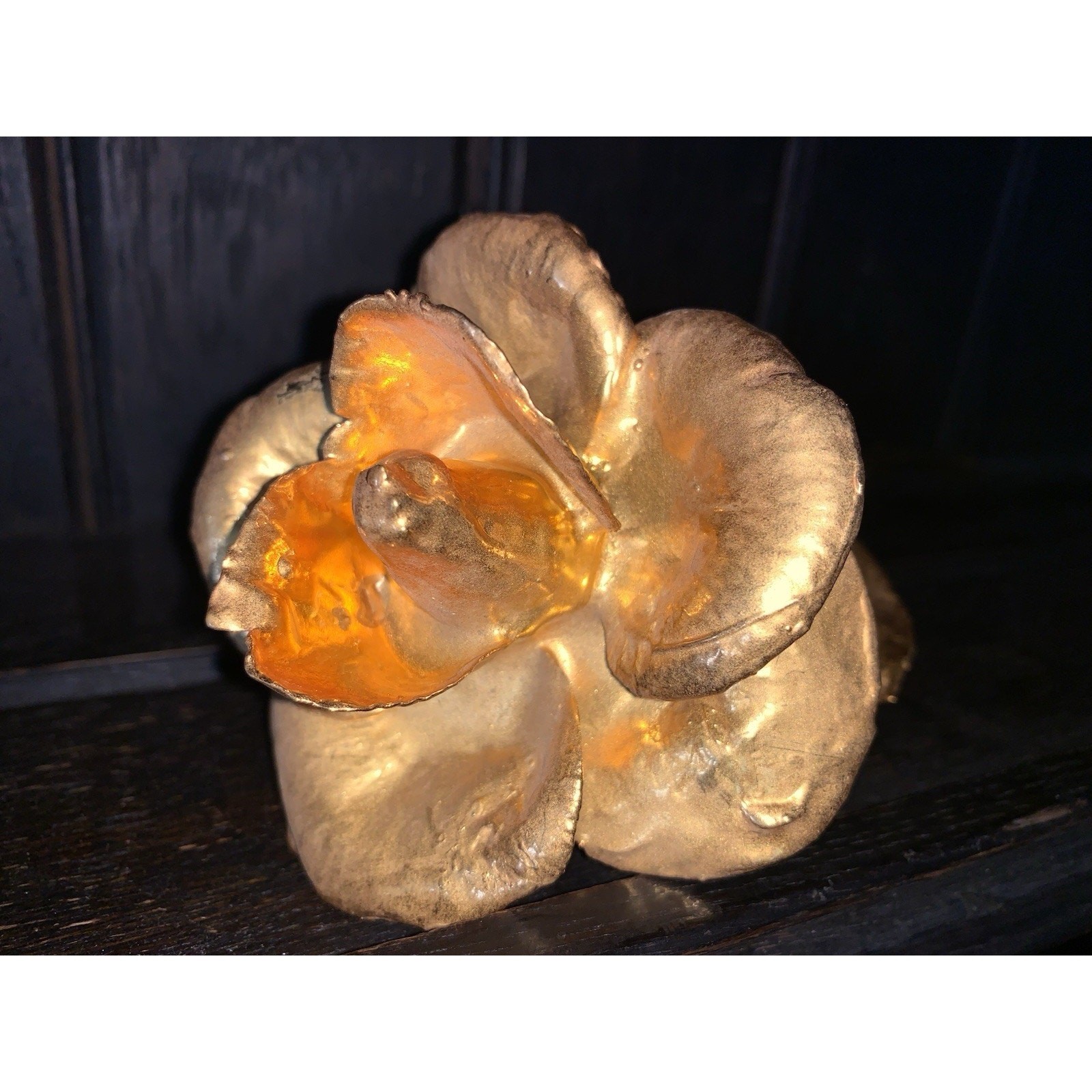 24kt Gold Long Stem Tall Gold Dipped Rose In Great Condition 12” X 4” X 3”