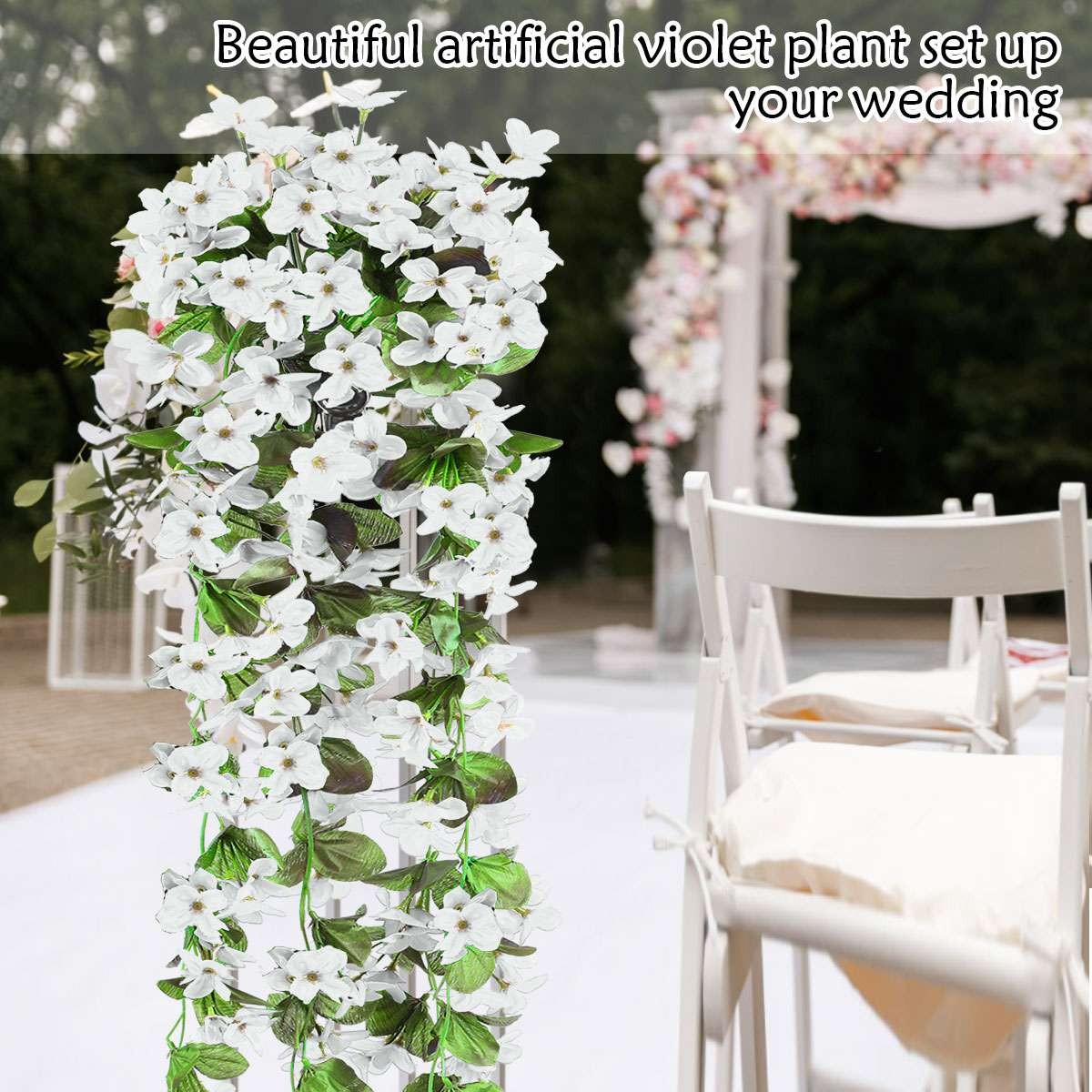 Artificial Hanging Violet Flowers, Lifelike Fake Vine Plants for Wall Decor Home
