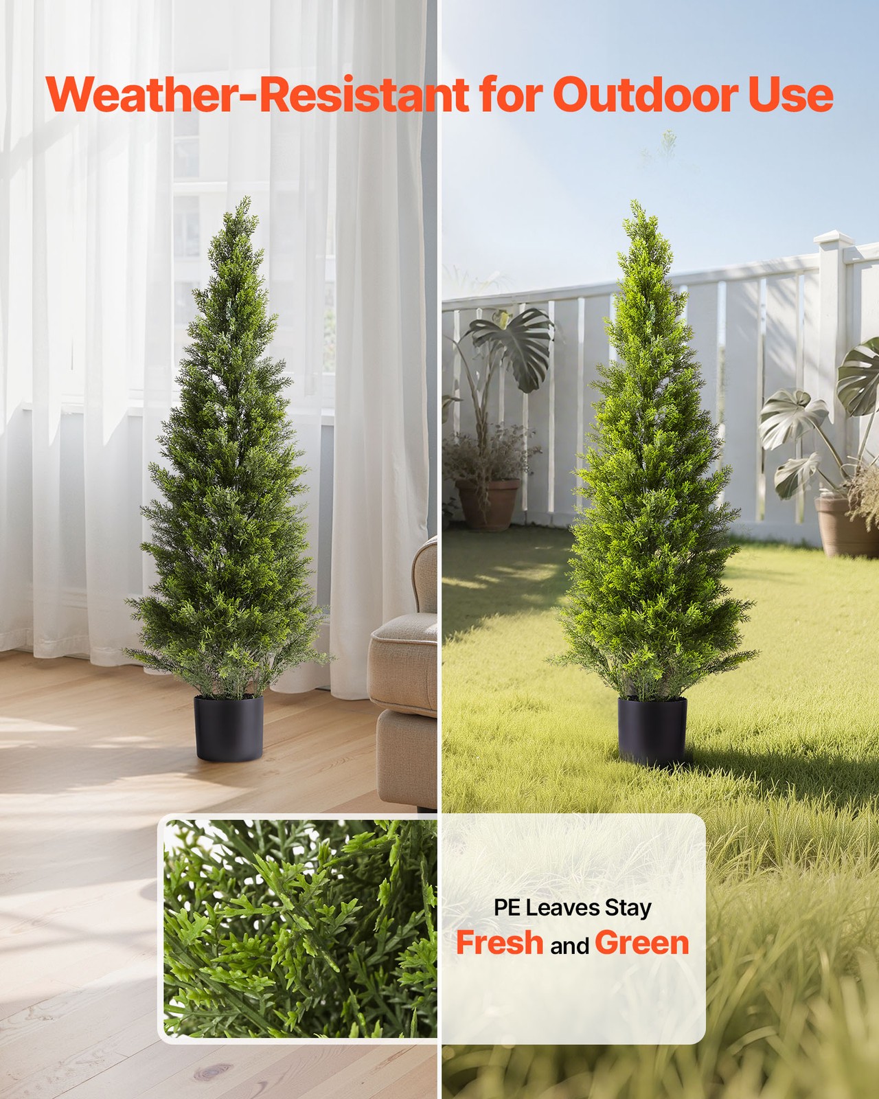VEVOR Artificial Topiary Cedar Tree 48 Inch Faux Pine Plant Outdoor Garden Home